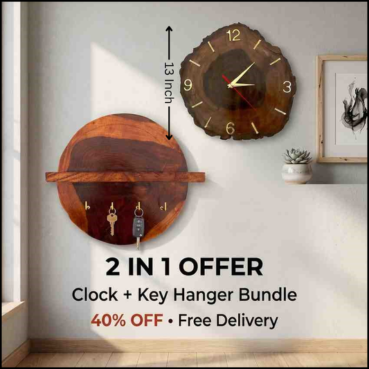 Mother Day Bundle- Log Clock and Key Chain Hanger