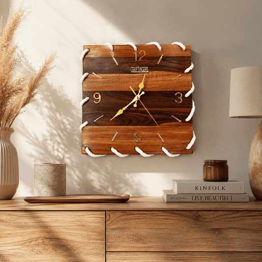 Wooden Rope Clock | For Artistic Look - Handcrafted | Craftingers