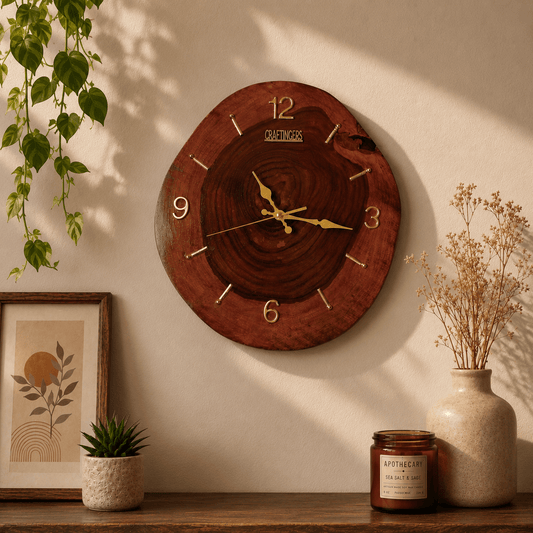 2 IN 1 - Wooden Wall Clock & Key Hanger - Handcrafted | Craftingers